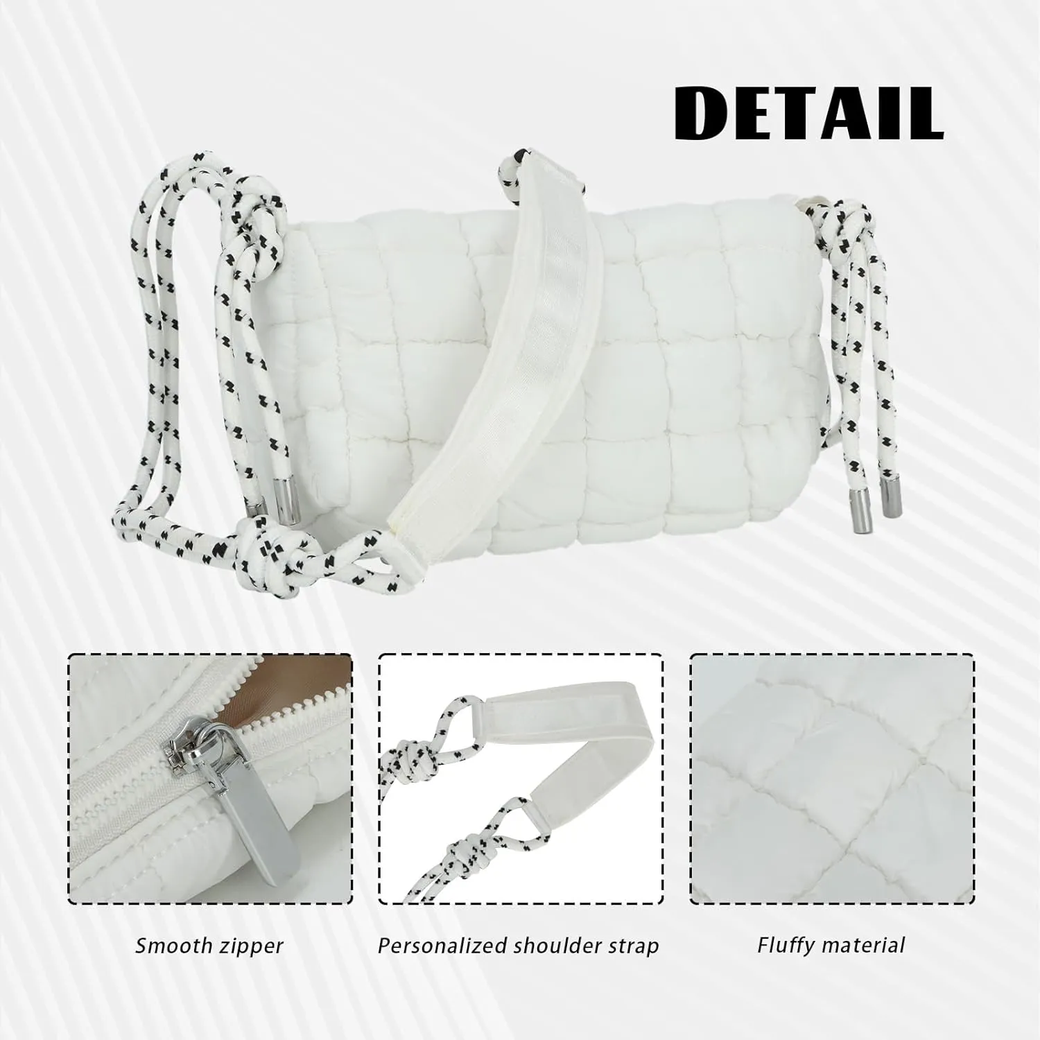 Fecialy Quilted Puffer Tote Bag for Women Quilted Crossbody Bag Lightweight Nylon Shoulder Bag Puff Padding Handbags