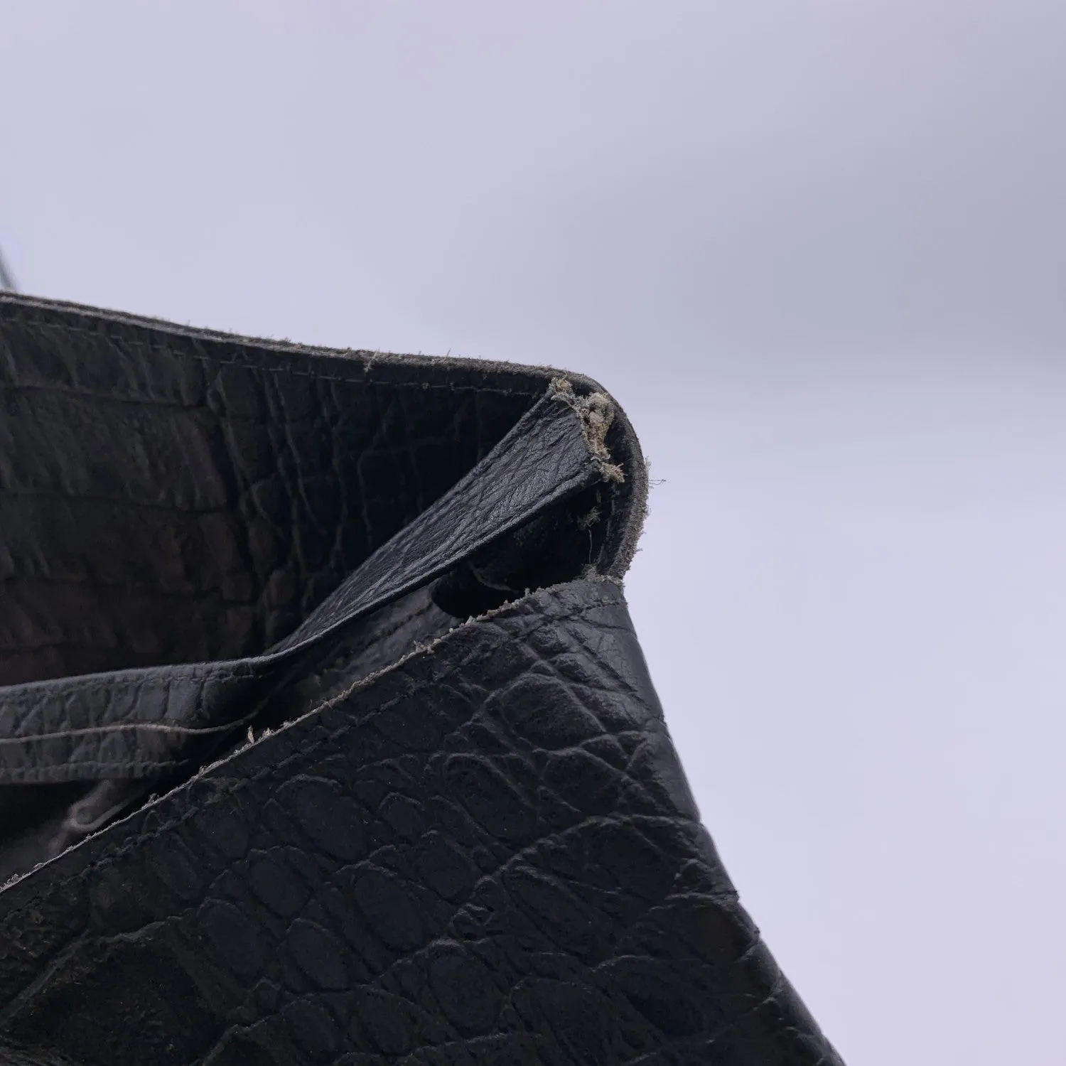 FENDI Vintage Black Embossed Portfolio Envelope Clutch Bag With Strap