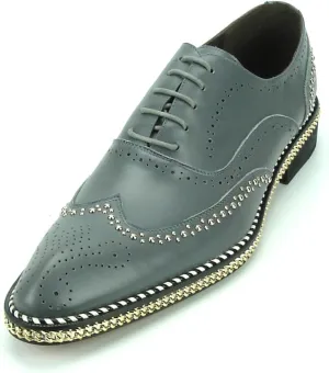 FI-7201 Men's Leather Lace up Wing Tip Shoes
