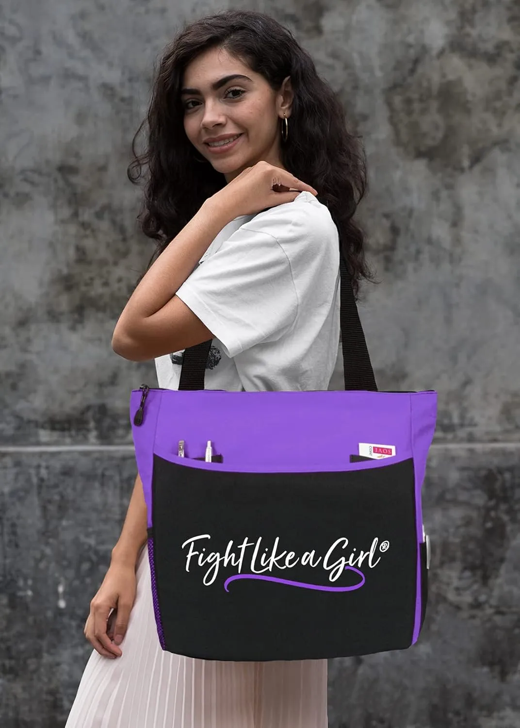 Fight Like a Girl Script Dakota 5-Pocket Tote Bag