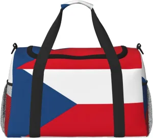 Flag of the Czech Republic print Large Canvas Travel Duffel Bag Weekender Bags for Women Overnight Bag Carry On Tote Bag