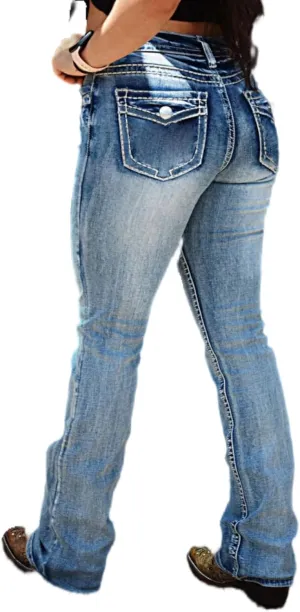Flamingals Boot Cut Jeans for Women - Trendy Stretch Denim Pants With Butt Lifting and Tummy Control Features