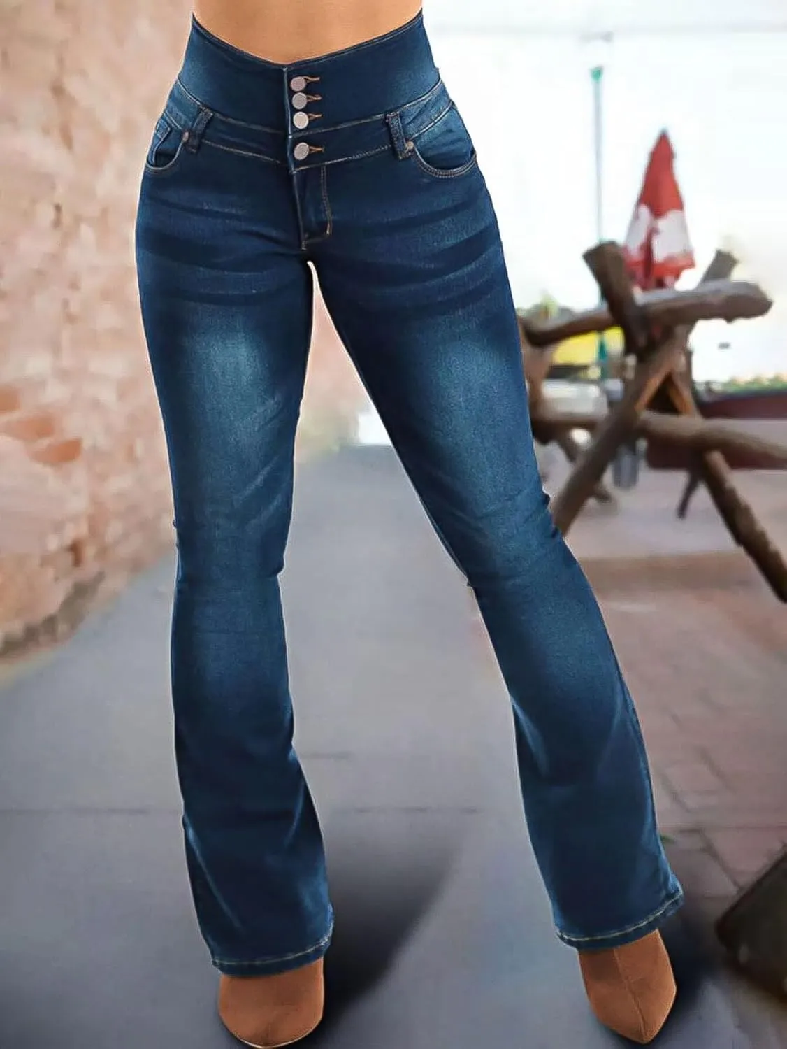Flamingals Butt Lifting High Waist Tummy Control Bootcut Jeans