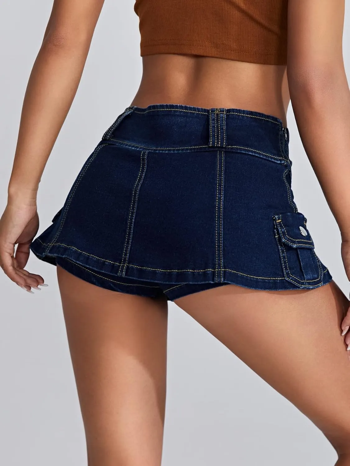 Floerns Women's Casual A Line Flare Jean Denim Mini Skirts with Pocket