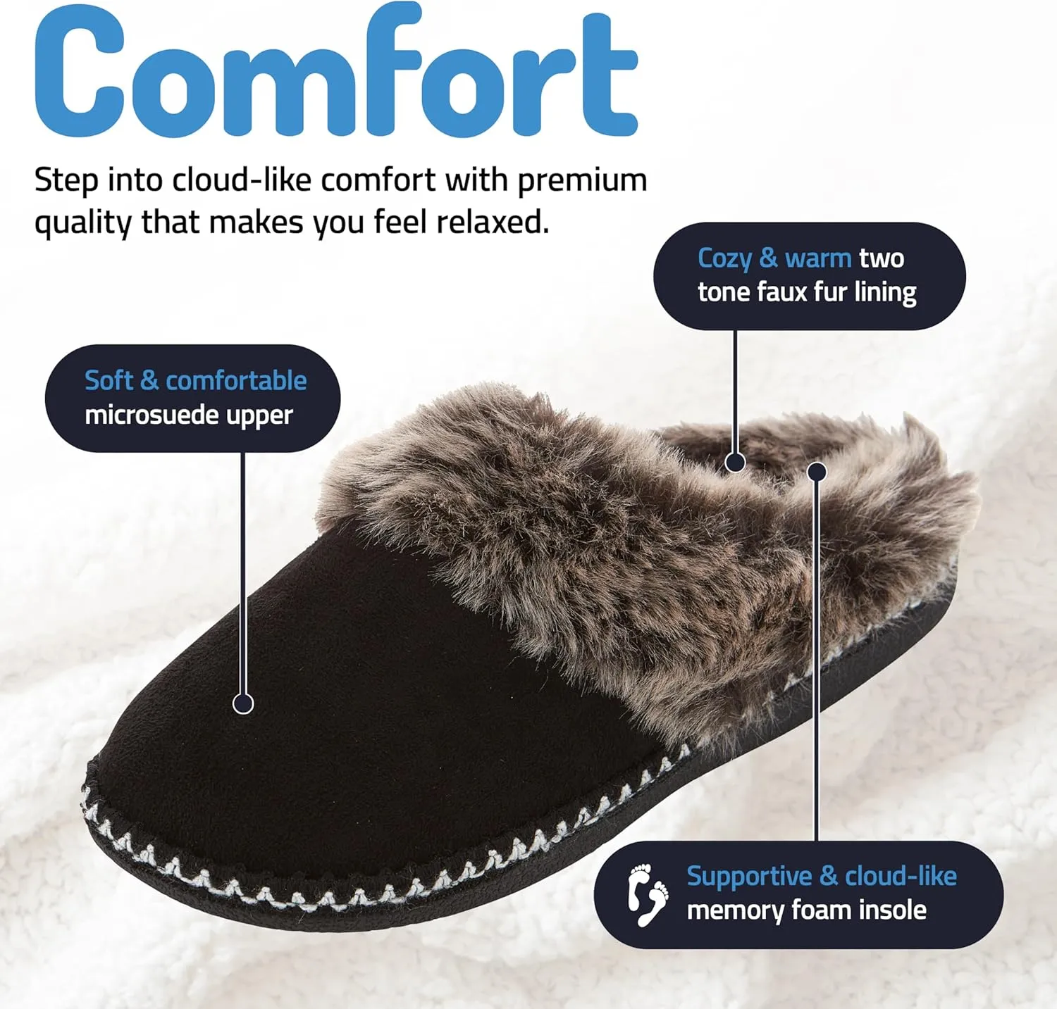 Floopi House Slippers for Women, Aztec Fur Lined Clog Womens Slippers Cozy Memory Foam with Indoor and Outdoor Anti Skid Sole