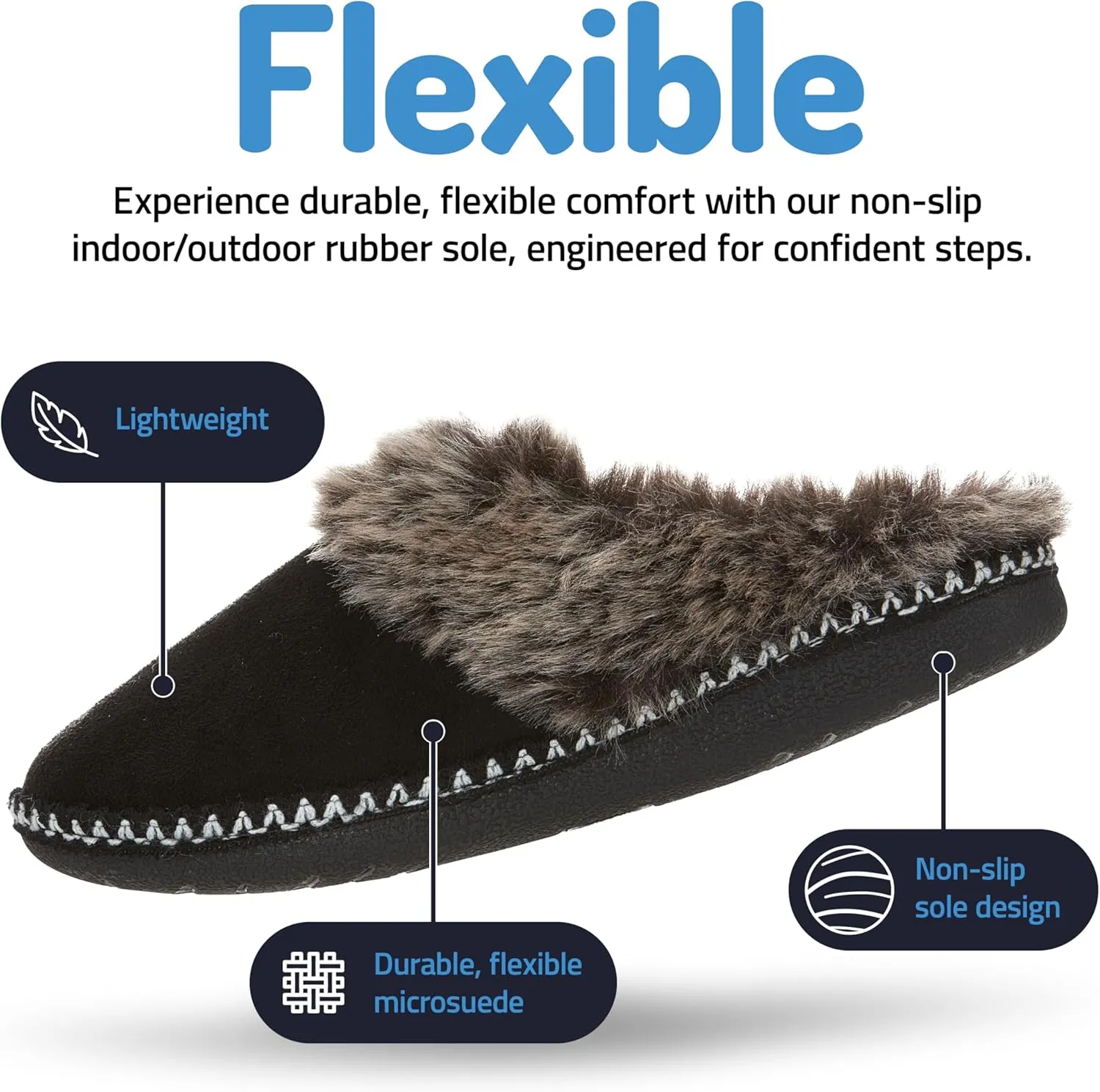 Floopi House Slippers for Women, Aztec Fur Lined Clog Womens Slippers Cozy Memory Foam with Indoor and Outdoor Anti Skid Sole