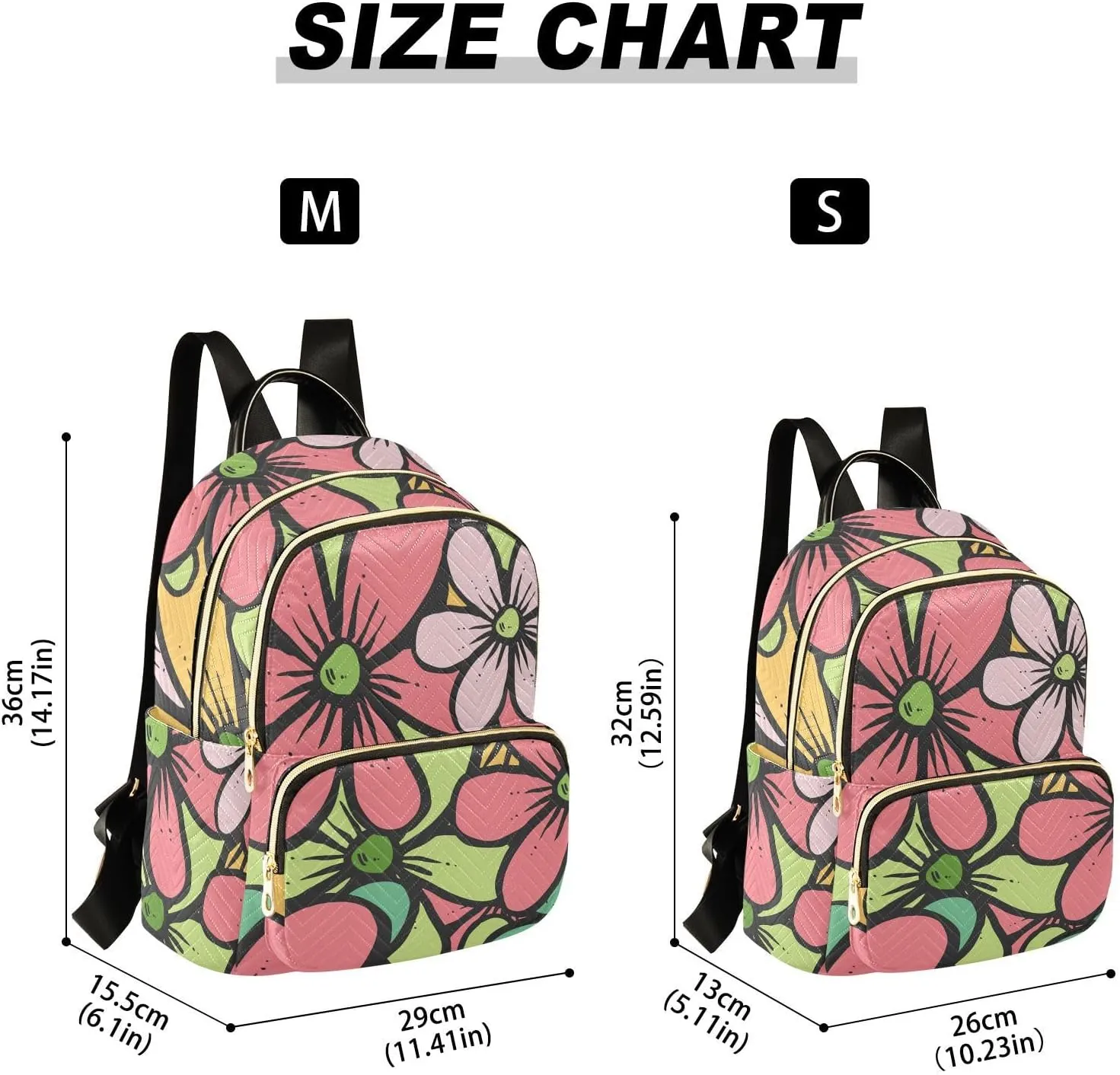 Floral Mini Backpack Women's Quilted Small Backpack Purse for Women College Fashion Travel Daypack Shoulder Bag