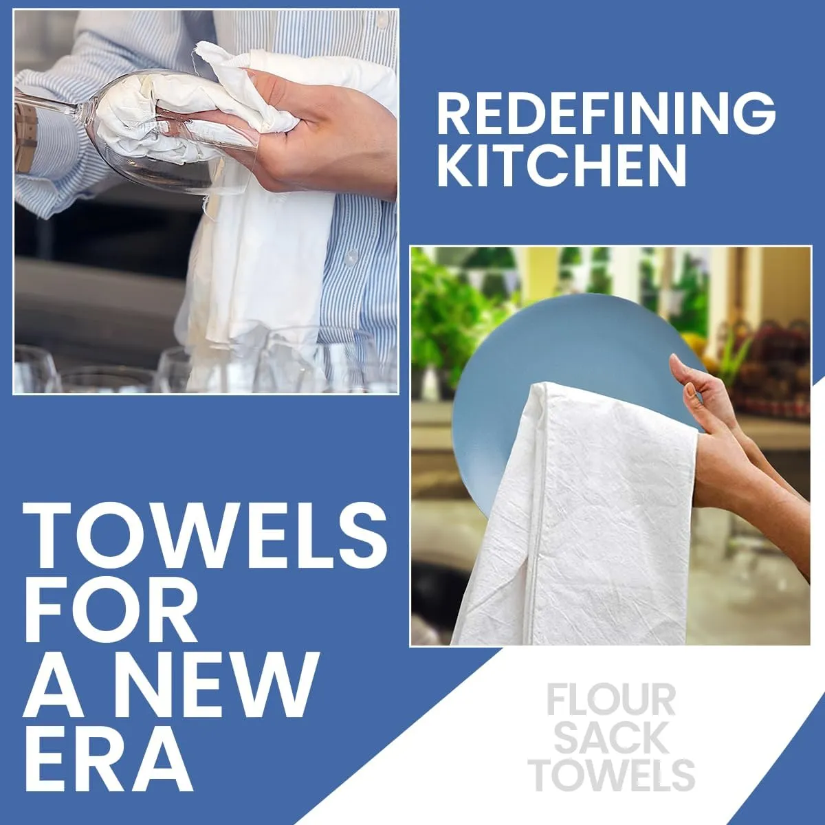 Flour Sack Towels – 100% Cotton, 28x28 Inches, Highly Absorbent, Embroidery-Ready Tea Towels for Kitchen & Crafts, Farmhouse Decor, Pack of 12 White