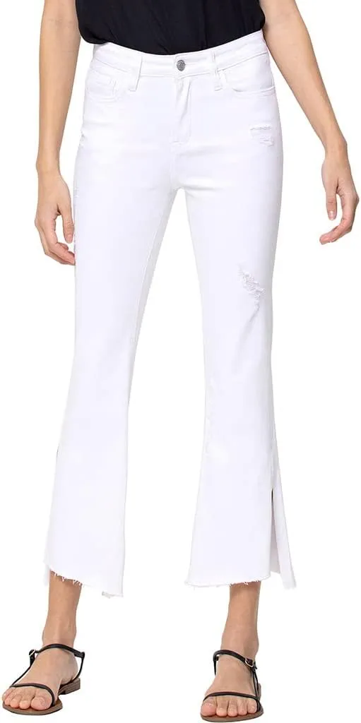 Flying Monkey Distressed Cropped Length Flare White Jeans