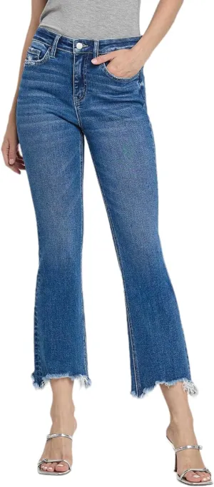 Flying Monkey High Rise Kick Flare Jeans Medium Blue