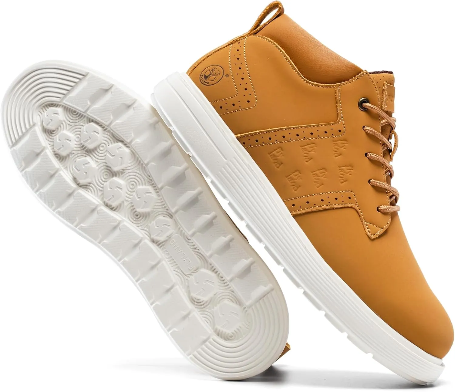 FLYLAND Men's Fashion Sneakers Chukka Boots Lace Up Leather Ankle Dress Boot Lightweight Walking Driving Shoes
