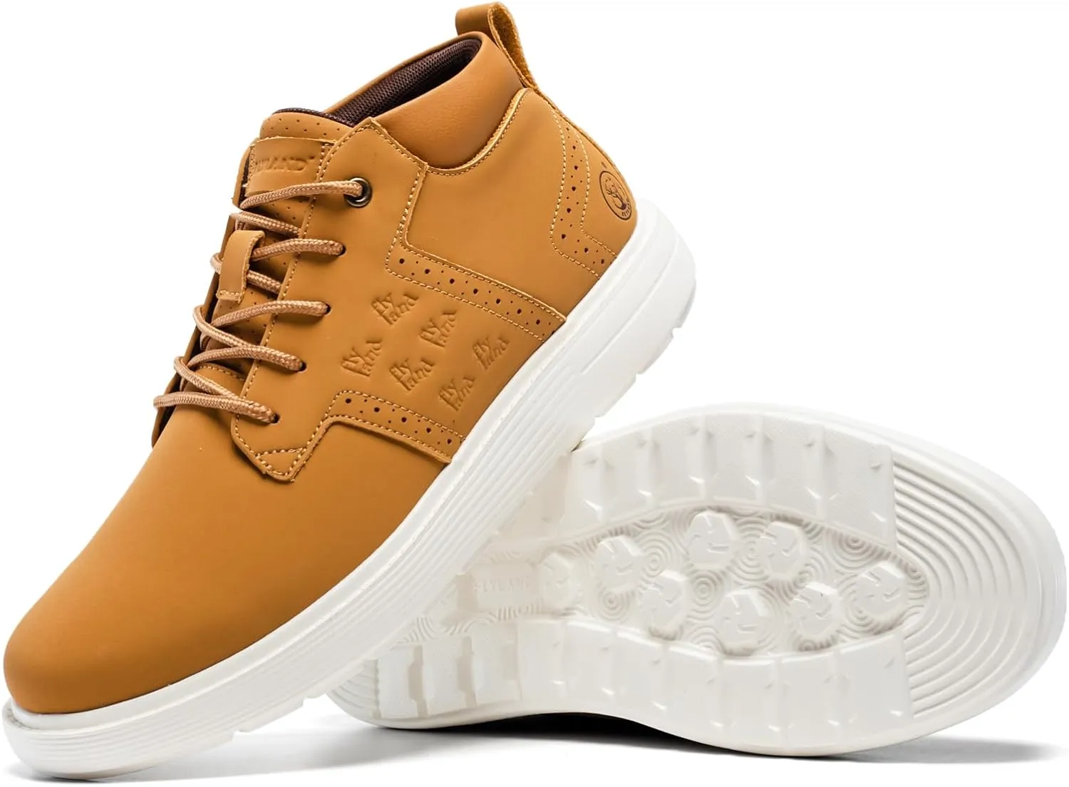 FLYLAND Men's Fashion Sneakers Chukka Boots Lace Up Leather Ankle Dress Boot Lightweight Walking Driving Shoes