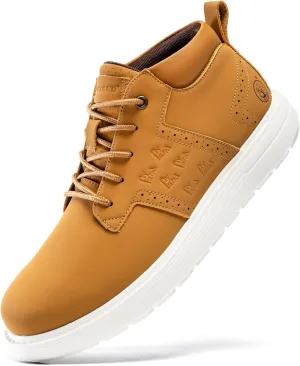 FLYLAND Men's Fashion Sneakers Chukka Boots Lace Up Leather Ankle Dress Boot Lightweight Walking Driving Shoes