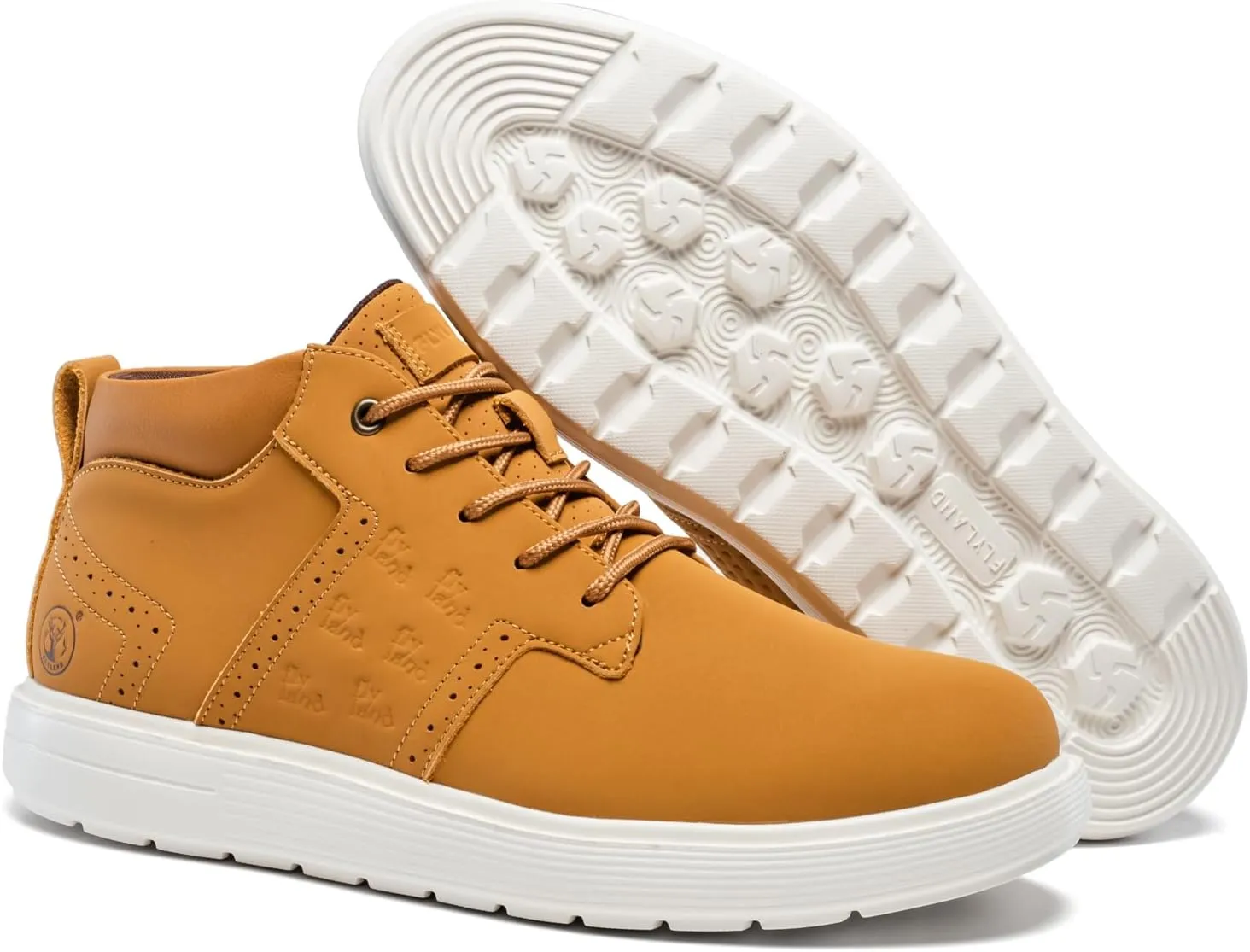 FLYLAND Men's Fashion Sneakers Chukka Boots Lace Up Leather Ankle Dress Boot Lightweight Walking Driving Shoes