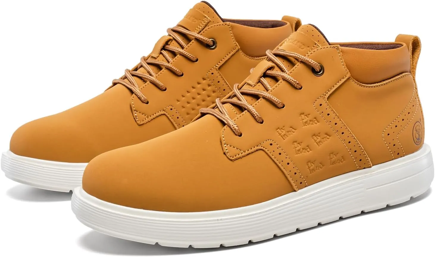 FLYLAND Men's Fashion Sneakers Chukka Boots Lace Up Leather Ankle Dress Boot Lightweight Walking Driving Shoes