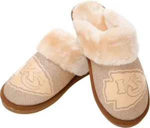FOCO Womens NFL Team Logo Glitter Open Back Moccasin