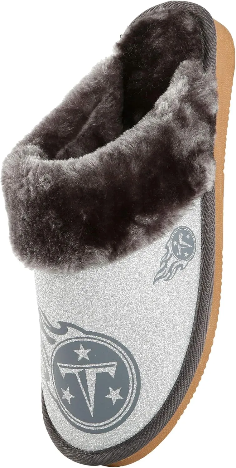 FOCO Womens NFL Team Logo Glitter Open Back Moccasin