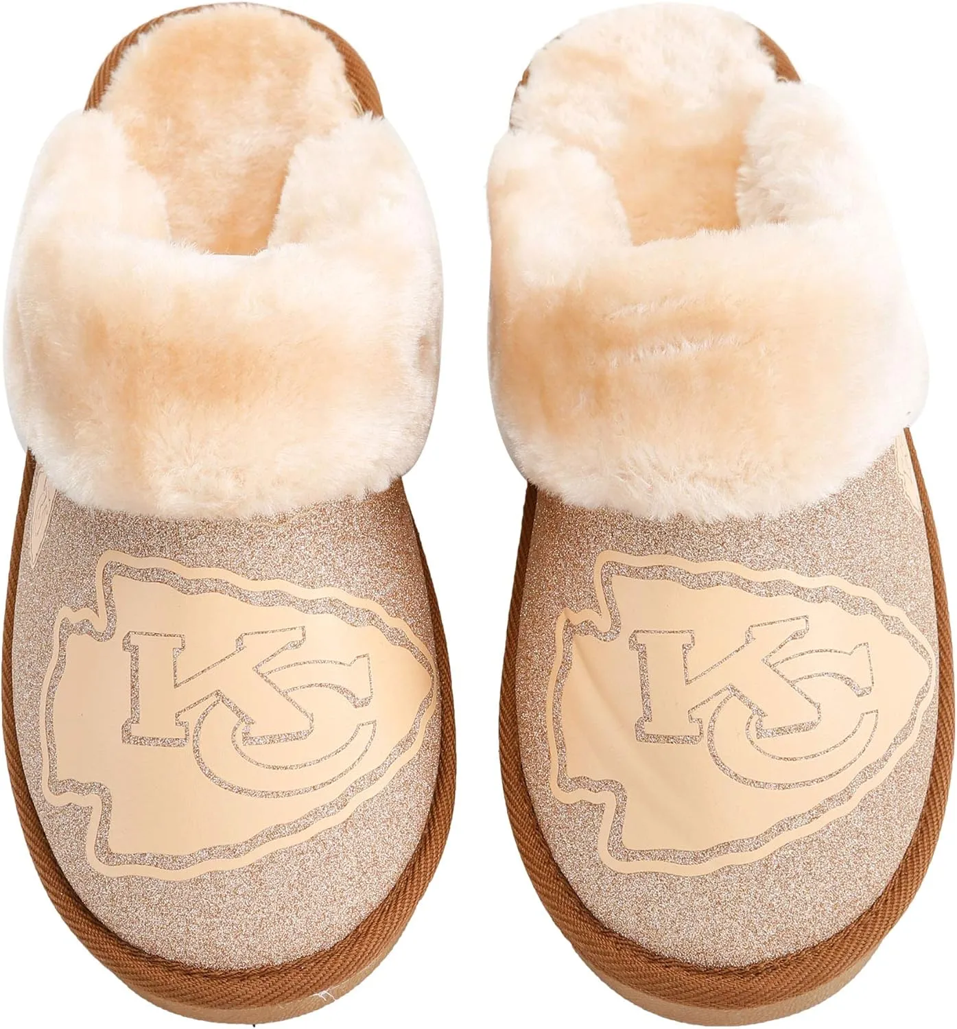 FOCO Womens NFL Team Logo Glitter Open Back Moccasin