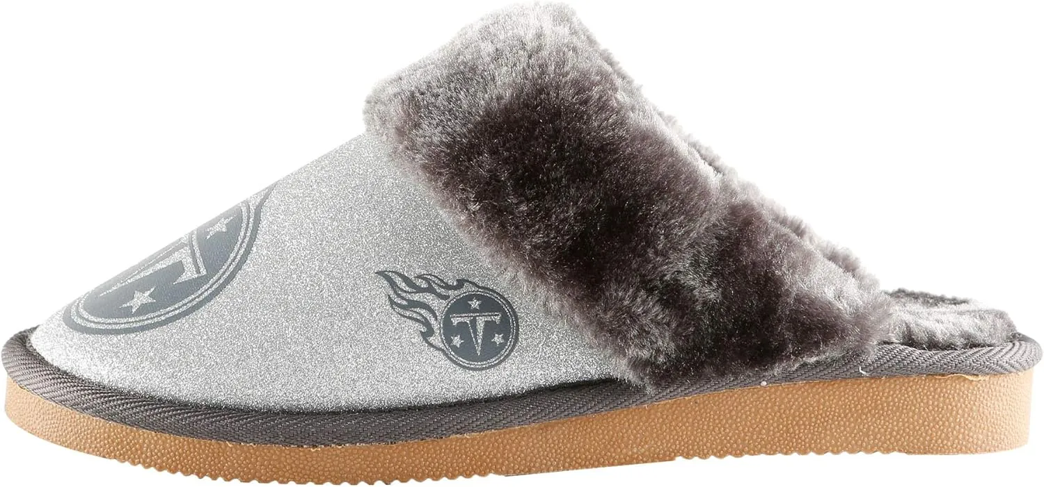 FOCO Womens NFL Team Logo Glitter Open Back Moccasin