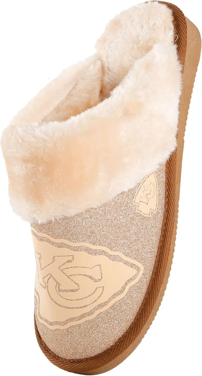 FOCO Womens NFL Team Logo Glitter Open Back Moccasin
