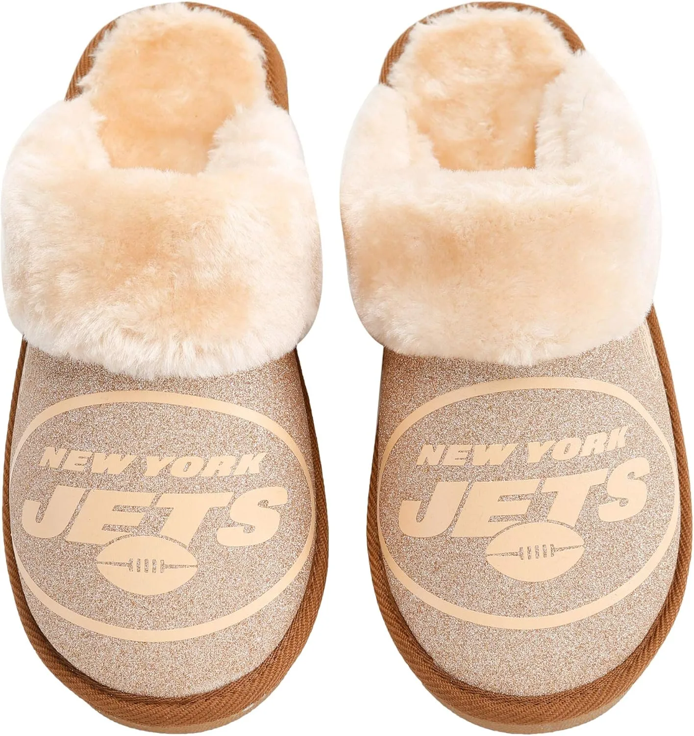 FOCO Womens NFL Team Logo Glitter Open Back Moccasin