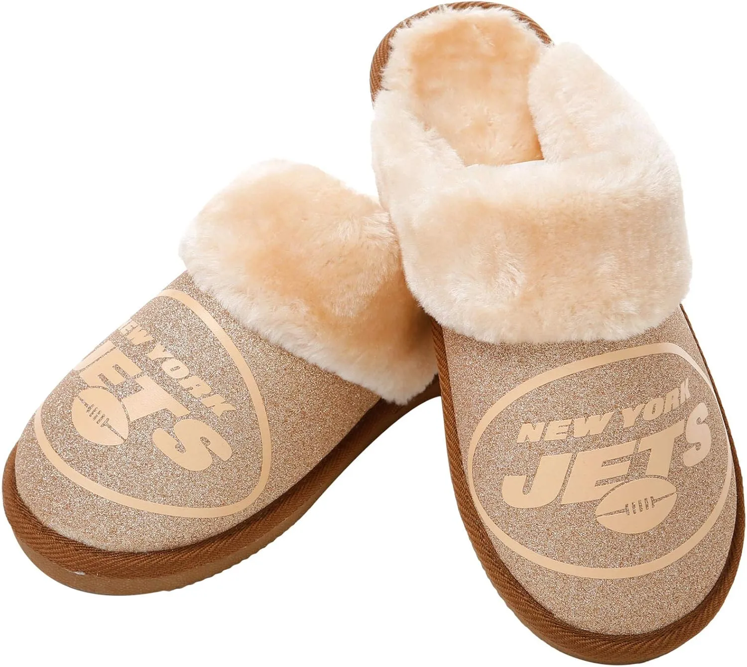 FOCO Womens NFL Team Logo Glitter Open Back Moccasin