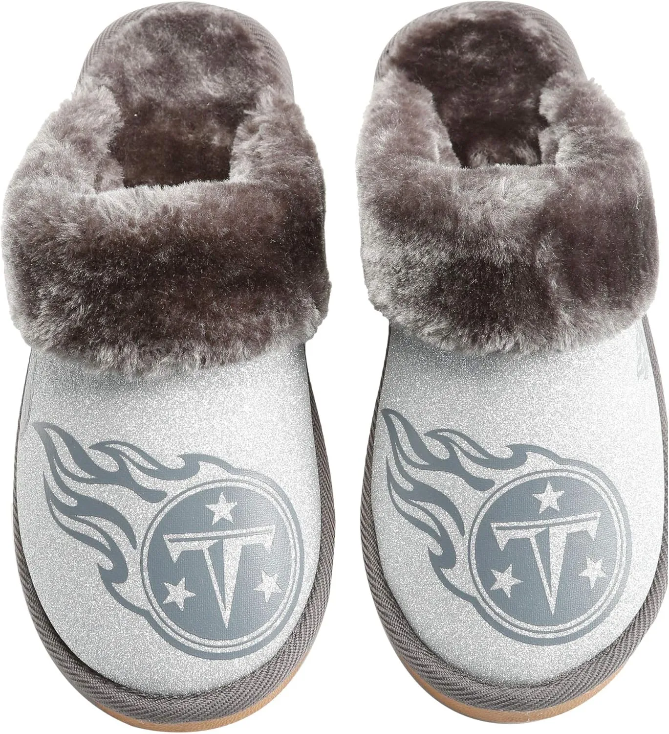 FOCO Womens NFL Team Logo Glitter Open Back Moccasin