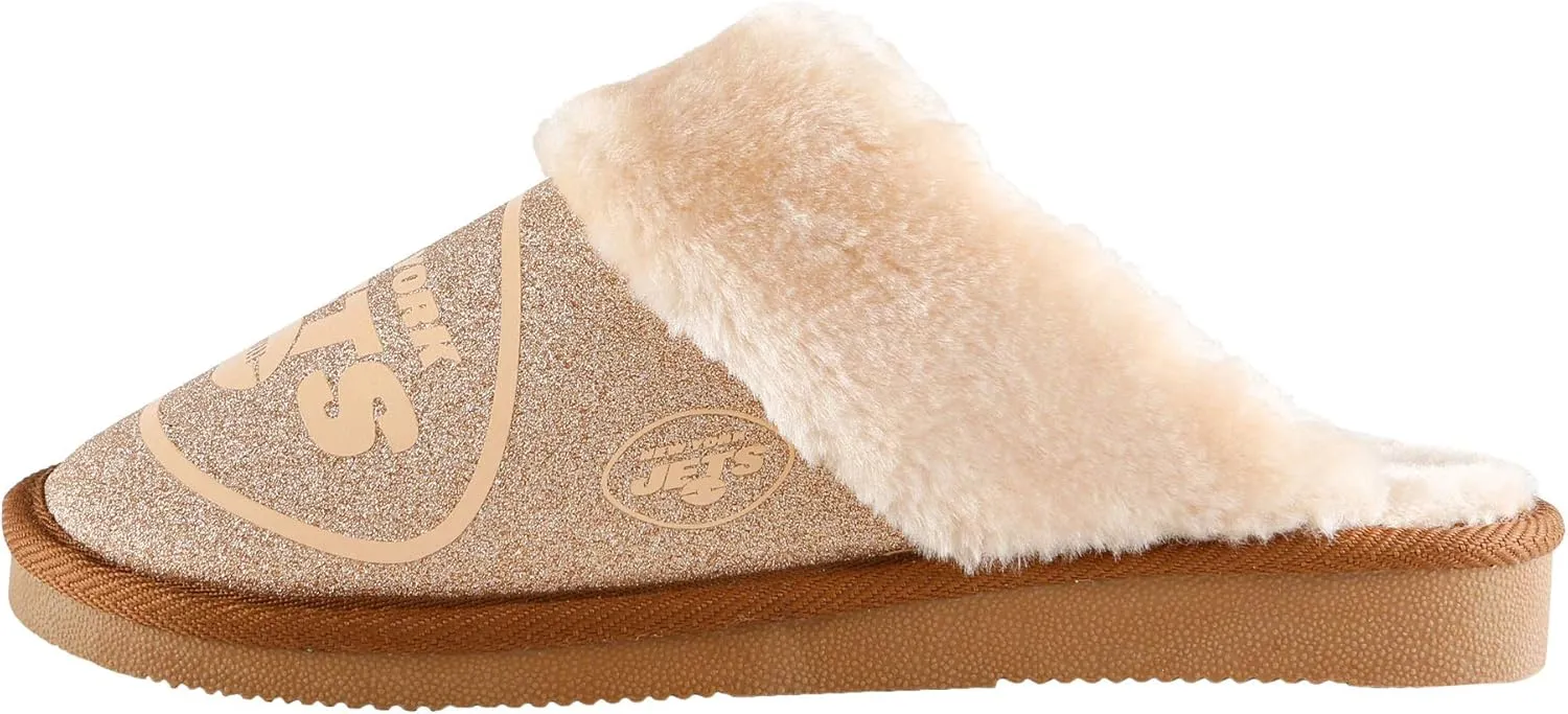 FOCO Womens NFL Team Logo Glitter Open Back Moccasin
