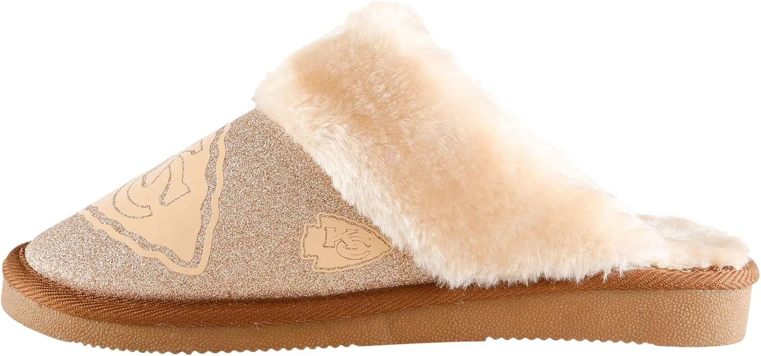 FOCO Womens NFL Team Logo Glitter Open Back Moccasin