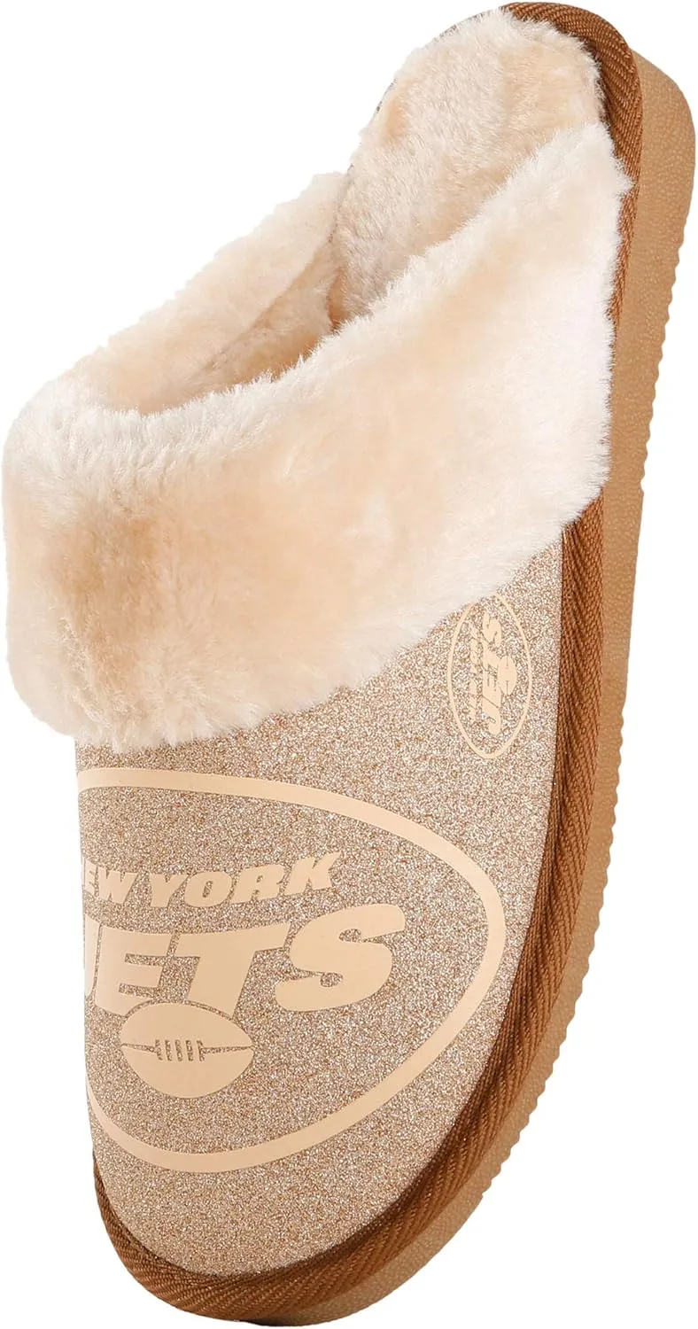 FOCO Womens NFL Team Logo Glitter Open Back Moccasin