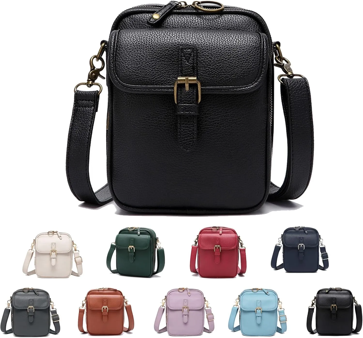 Forcipower Crossbody Leather Bag, Mini Messenger Shoulder Handbag, Zealburst Small Cell Phone Purse Wallet for Women