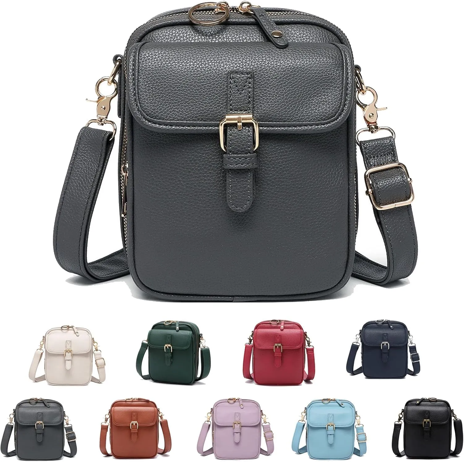 Forcipower Crossbody Leather Bag, Mini Messenger Shoulder Handbag, Zealburst Small Cell Phone Purse Wallet for Women