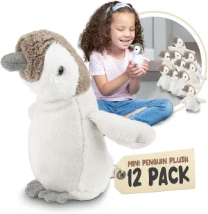 Forest & Twelfth Mini Penguin Plush Toys, 12 Pk Small Stuffed Animals Bulk, Stocking Stuffer for Girls & Boys, Sea Animals for Party Favors, Goody Bags, Prizes (Baby Penguin)