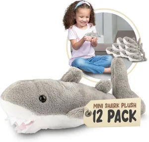 Forest & Twelfth Mini Shark Plush Toys, 12 Pack Shark Stuffed Animal Bulk, Stocking Stuffer for Girls & Boys, Sea Animal Figures for Party Favors, Goody Bags, Classroom Treasure Box Prizes