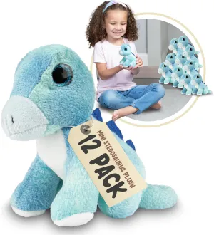 Forest & Twelfth Mini Stegosaurus Plush Toys, 12 Pack Tiny Plushies Stuffed Animals, Stocking Stuffer for Girls & Boys, Animals Figures for Party Favors, Goody Bags, Treasure Box (Stegosaurus)