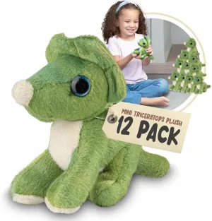 Forest & Twelfth Mini Triceratops Plush Toys, 12 Pack Stuffed Animal, Stocking Stuffer for Girls & Boys, Animal Figures for Party Favors, Goody Bags, Classroom Treasure Box