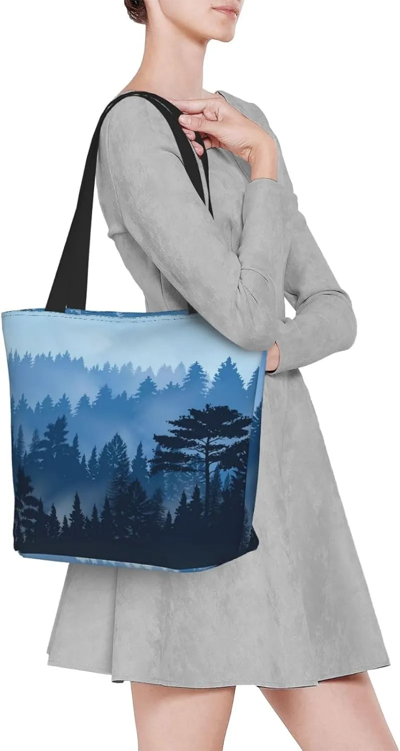 Forest Night Time Tote Bag for Women, Travel Tote Handbags for Gym