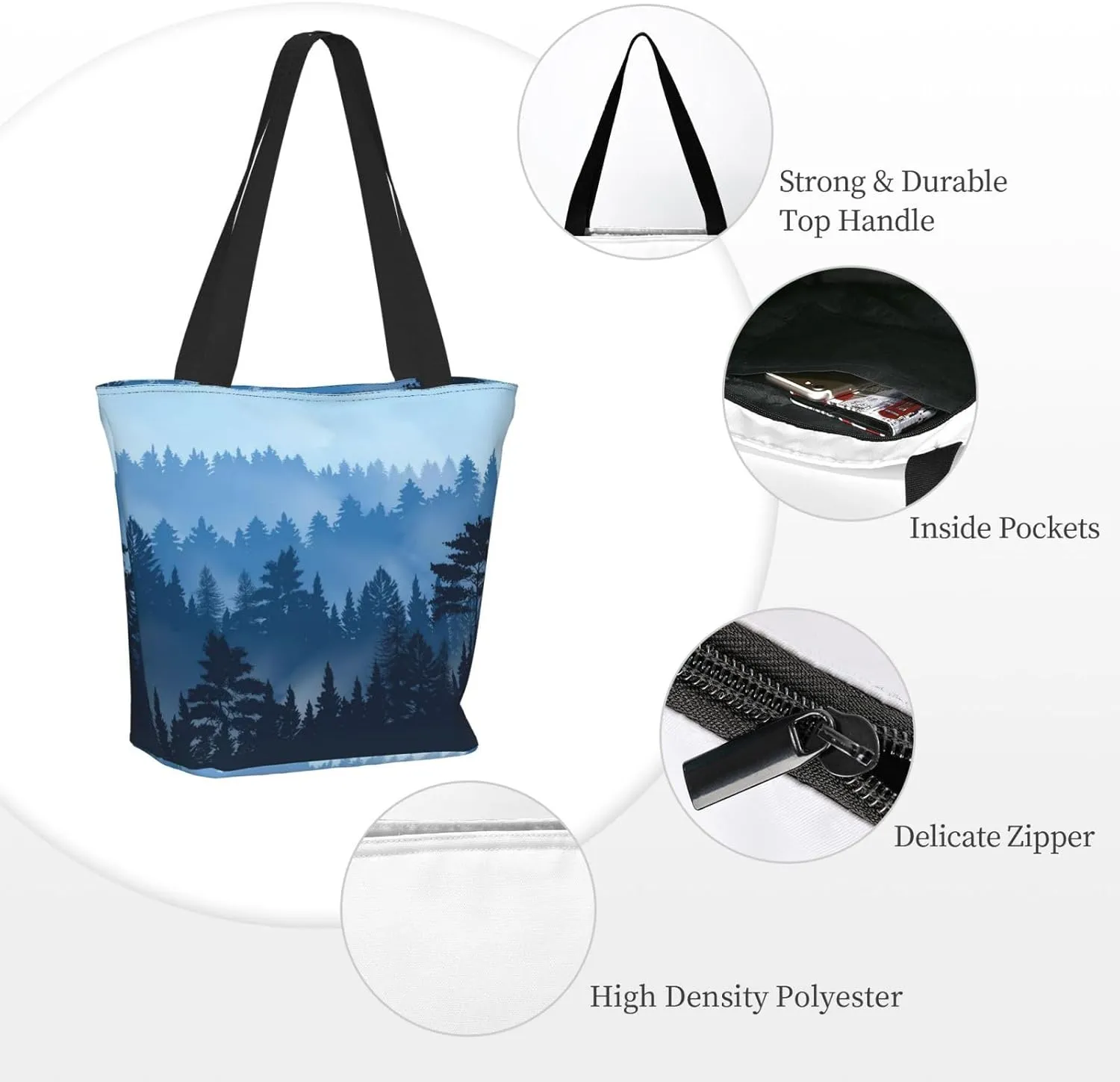 Forest Night Time Tote Bag for Women, Travel Tote Handbags for Gym