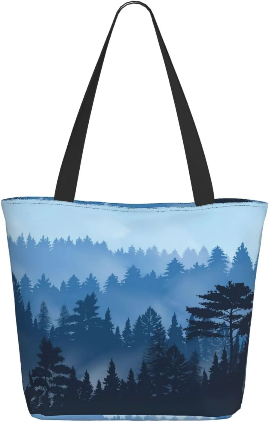 Forest Night Time Tote Bag for Women, Travel Tote Handbags for Gym