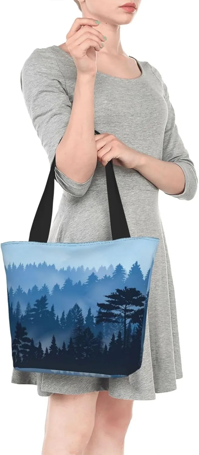 Forest Night Time Tote Bag for Women, Travel Tote Handbags for Gym