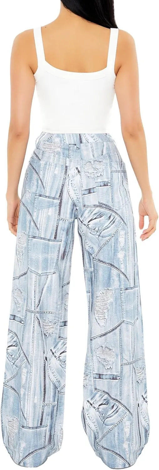 Forever 21 Women's Distressed Denim Print Jeans