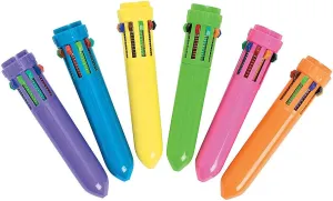 Fun Express Neon Mini Shuttle Pens (set of 12) Each Pen has 10 Different Ink Colors