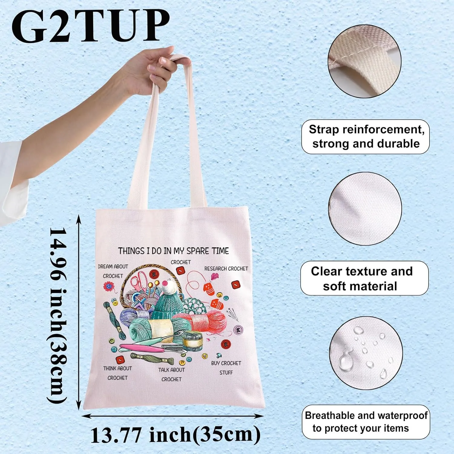 G2TUP Yarn Storage Bag For Knitting Knitter Project Bag Things I Do In My Spare Time Knitting Gift (Things I Do)