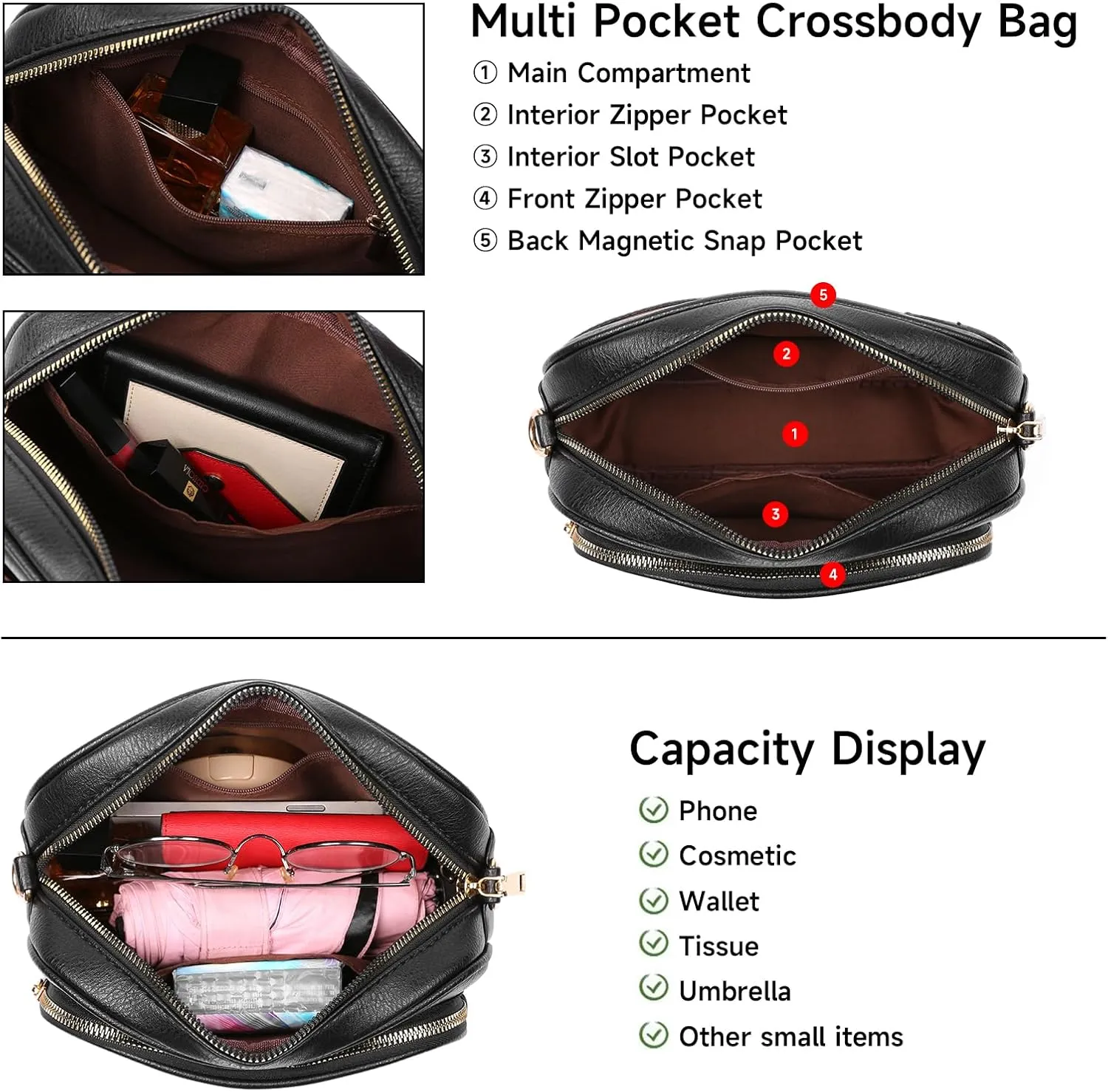 GAEKEAO Quilted Crossbody Bags for Women Trendy Vegan Leather Crossbody Purses Handbag Shoulder Handbags with Wide Strap