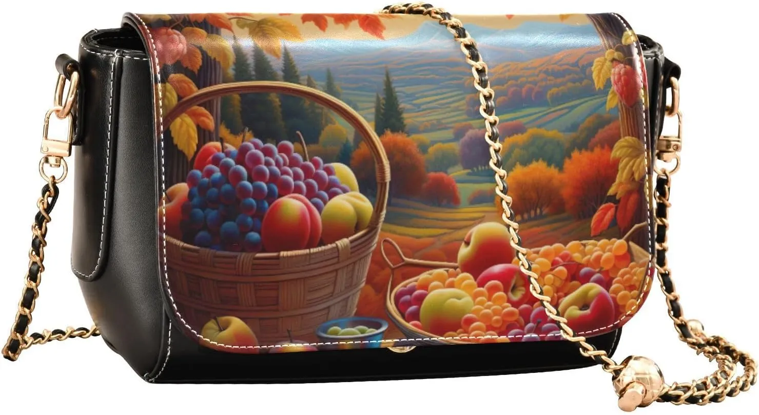 GAIGEO Dark Fall Foliage Medium Shoulder Bag for Women, Crossbody Leather Bag, Womens Leather Crossbody Purse