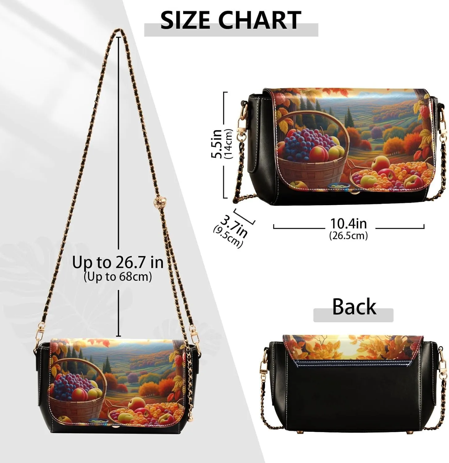 GAIGEO Dark Fall Foliage Medium Shoulder Bag for Women, Crossbody Leather Bag, Womens Leather Crossbody Purse