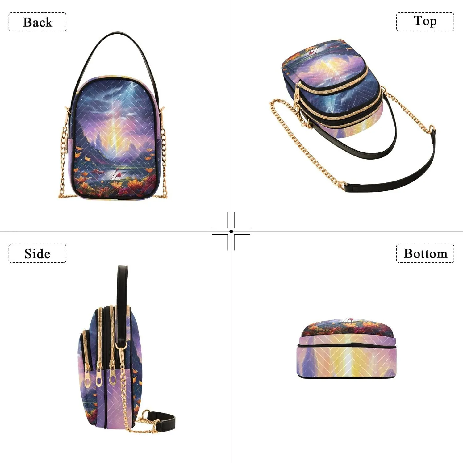GAIGEO Fantasy World Flower Sea Crossbody Bag with Removable Strap, Women's Crossbody, Fashion Crossbody Bags for Women
