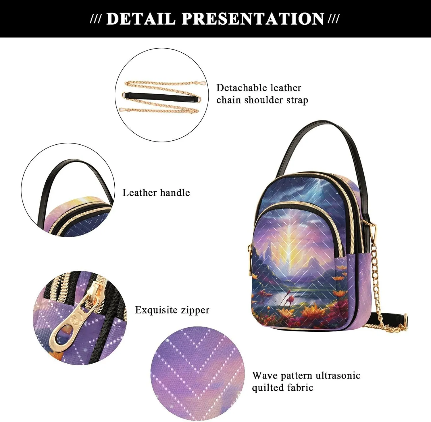 GAIGEO Fantasy World Flower Sea Crossbody Bag with Removable Strap, Women's Crossbody, Fashion Crossbody Bags for Women