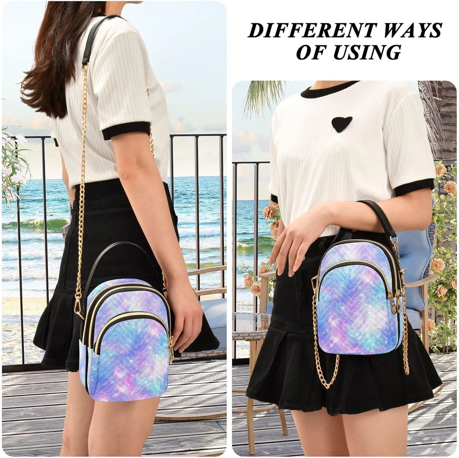 GAIGEO Fantasy World Flower Sea Crossbody Bag with Strap, Lady Crossbody Bag, Crossbody Bag Purse for Women