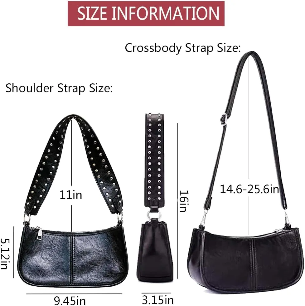 Geelyda Shoulder Purses for Women with 2 Straps, Trendy Studded Small Purse, Women's Handbags Crossbody Shoulder Bag